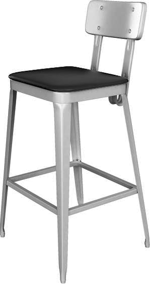 Tarrison - Cedric Silver Frame and Black Vinyl Upholstery Barstool - ISG0803USLBL
