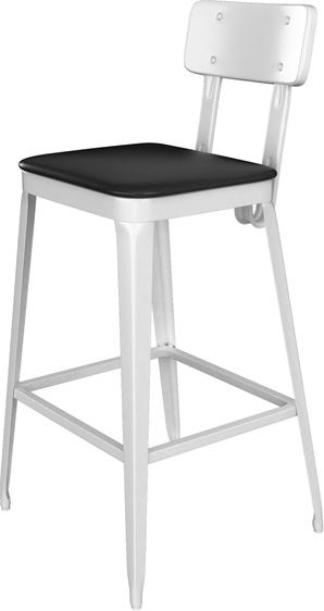 Tarrison - Cedric White Frame and Black Vinyl Upholstery Barstool - ISG0803UWHBL