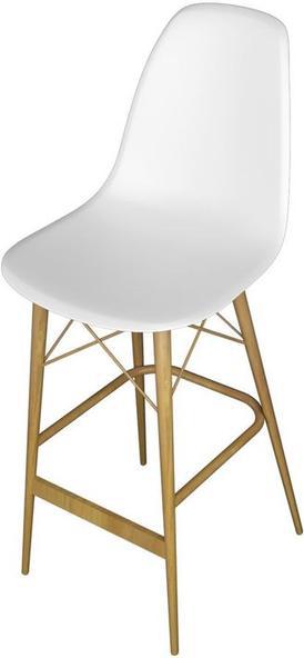 Tarrison - Eamon White Barstool with Natural Woodgrain Painted Legs - ISG0203NOWH-KIT