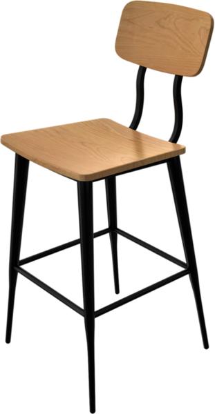 Tarrison - Kate Black Frame, Natural Wood Seat and Back Barstool - ISG0603WNABL-KIT
