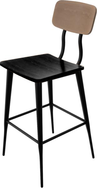 Tarrison - Kate Black Frame, Upholstered Black Seat and Distressed Saddle Back Barstool - ISG0603UDSBL-KIT