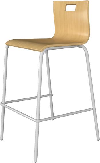 Tarrison - Lilo White frame, Natural Wood seat and back Barstool - ISG2803NAWH-KIT