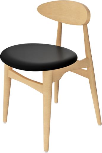 Tarrison - Raven Natural Frame, Black Vinyl Upholstery Side Chair - ISG0101NAUBL