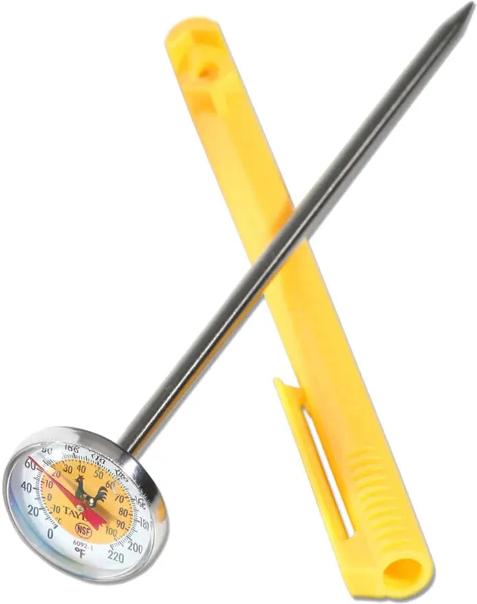 Taylor - 5" Yellow Instant Read Reduce Cross-Contamination Pocket Probe Dial Thermometer - 6092NYLBC