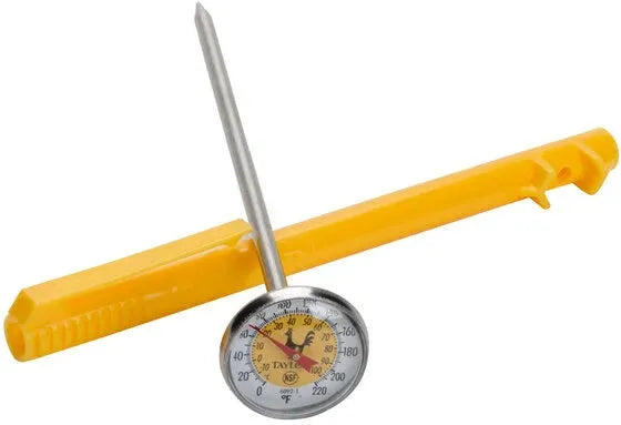 Taylor - 5" Yellow Instant Read Reduce Cross-Contamination Pocket Probe Dial Thermometer - 6092NYLBC