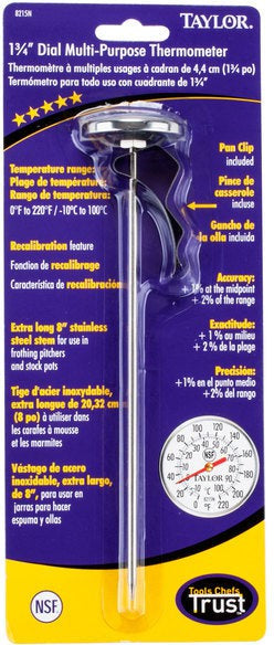 Taylor - 8" Superior Grade Instant Read Probe Dial Thermometer - 8215N - DISCONTINUED