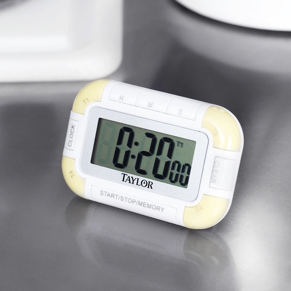 Taylor - Compact 4 Event Digital Timer With Clock, Pack of 6 - 5862