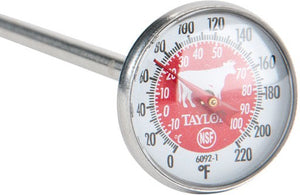 Taylor - Red Instant Read Reduce Cross-Contamination Pocket Probe Dial Thermometer - 6092NRDBC