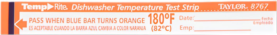 Taylor - TempRite™ Dishwasher Temp Test Strips, Pack of 25 Strips - 8767J