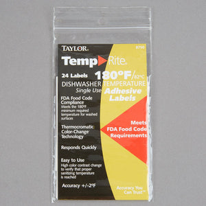 Taylor - TempRite® Dishwasher Temperature Test Labels - 8750