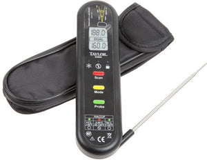 Taylor - Waterproof Dual Temp Infrared/Thermocouple Thermometer with Fold Out Probe - 9306N
