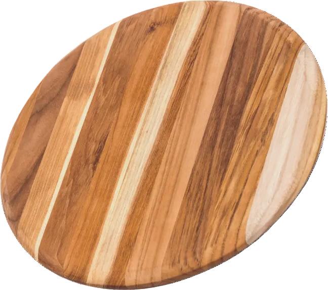 TeakHaus - 13" x 0.5" Elegant Round Rounded Edge Cutting/Serving Board - TH209