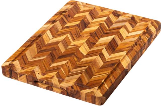 TeakHaus - 16" x 12" x 1.5" Herring Heavy-Duty Cutting Board Handgrip & Juice Canal - TH321