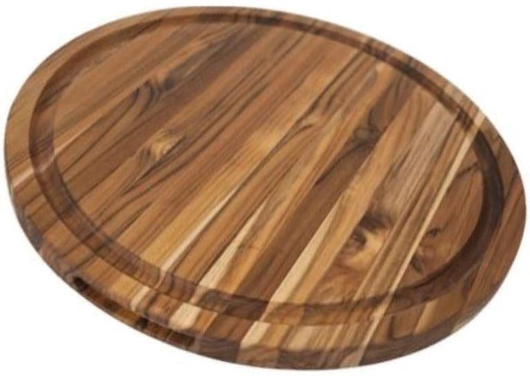 TeakHaus - 18" x 1" Scandi Round Carving Board Handgrip & Juice Canal - TH807