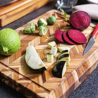 TeakHaus - 18" x 14" x 0.9" Herring Cutting Board Handgrip & Juice Canal - TH325