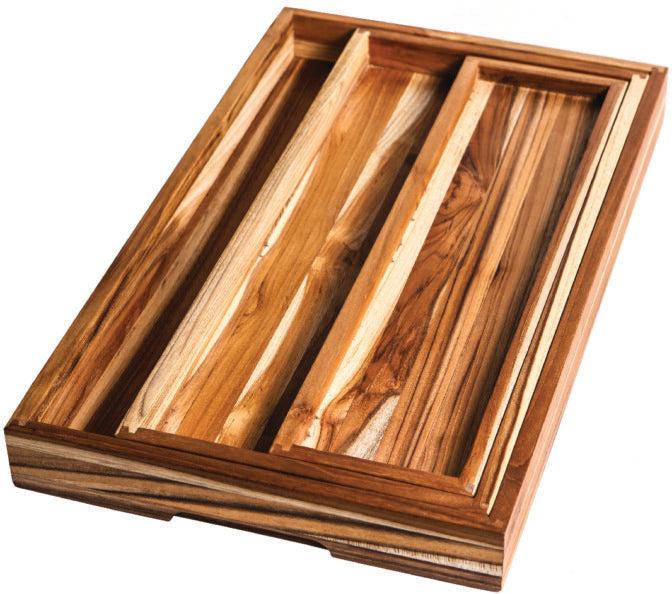 TeakHaus - 20" x 12" x 2" Nesting Timeless Tray, Set of 3 - TH1304 - DISCONTINUED