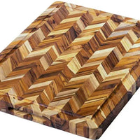 TeakHaus - 20" x 16" x 1.5" Herring Heavy-Duty Cutting Board Handgrip & Juice Canal - TH323