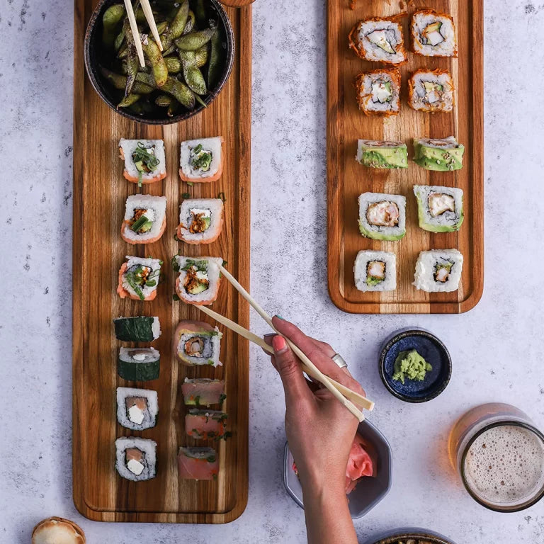 TeakHaus - 20" x 6" x 0.5" Essential LG Rectangle Serving Tray Narrow Rim - TH1307