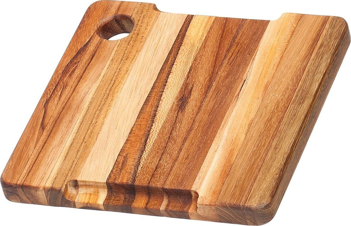 TeakHaus - 8" x 8" Marine Collection Edge Grain Board with Hole & Juice Groove - TH513