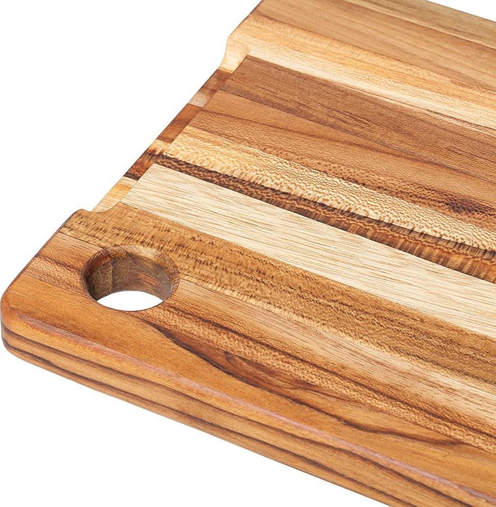 TeakHaus - 8" x 8" Marine Collection Edge Grain Board with Hole & Juice Groove - TH513