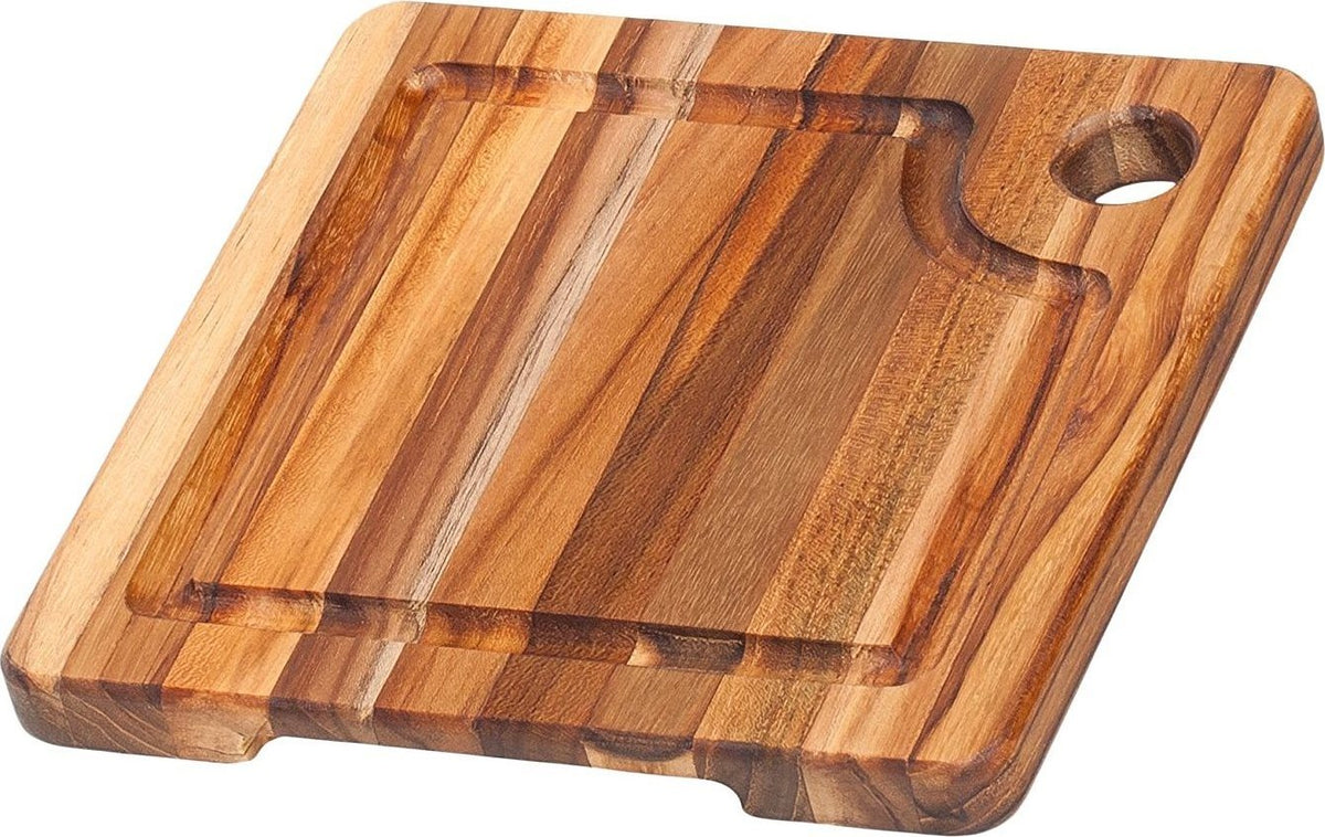 TeakHaus - 8" x 8" Marine Collection Edge Grain Board with Hole & Juice Groove - TH513