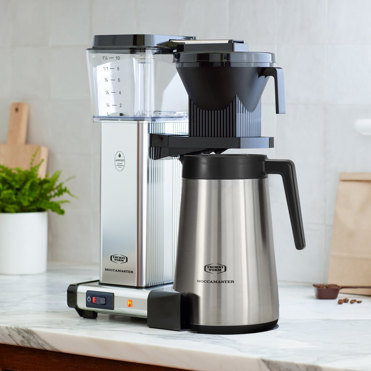 Technivorm - Moccamaster KBGT 40 Oz Polished Silver Coffee Maker With Thermal Carafe - 79312