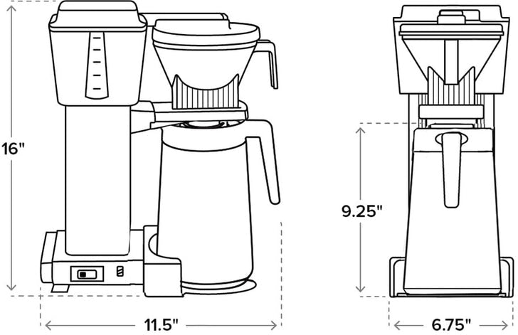 Technivorm - Moccamaster KBGT 40 Oz Stone Grey Coffee Maker with Thermal Carafe - 79317