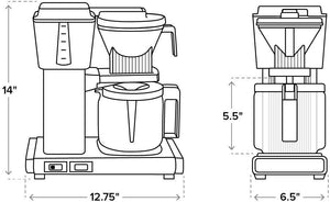 Technivorm - Moccamaster KBGV Select 40 Oz Stone Grey Coffee Maker with Glass Carafe - 53949