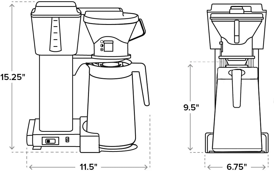 Technivorm - Moccamaster KBT 40 Oz Polished Black Coffee Maker With Thermal Carafe - 79114