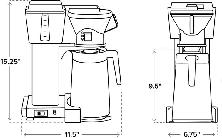 Technivorm - Moccamaster KBT 40 Oz Polished Silver Coffee Maker With Thermal Carafe - 79112