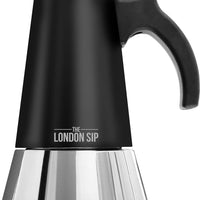 The London Sip - 10 Cup Black Stainless Steel Stovetop Espresso Coffee Maker - EM10B