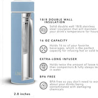 The London Sip - 16 Ounce Blue Sunrise Tea Infuser Bottle - TB16-USR