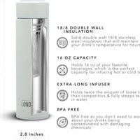 The London Sip - 16 Ounce Pearl White Tea Infuser Bottle - TB16-PRL