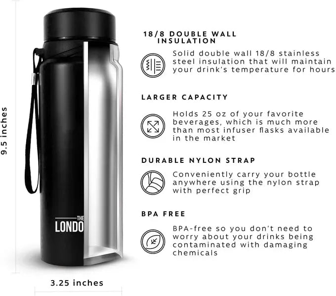 The London Sip - 25 Ounce Black Tea Infuser Bottle - TB25-B