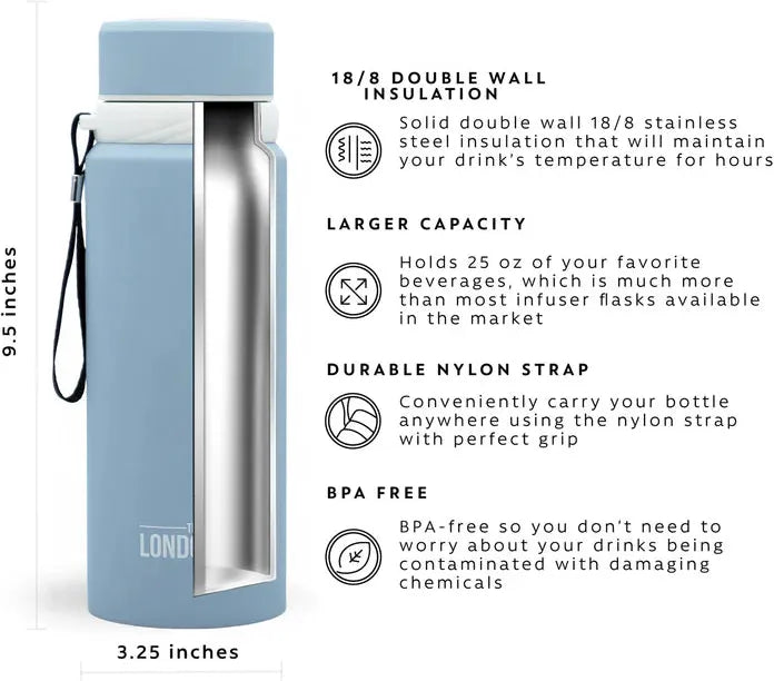 The London Sip - 25 Ounce Blue Sunrise Tea Infuser Bottle - TB25-USR