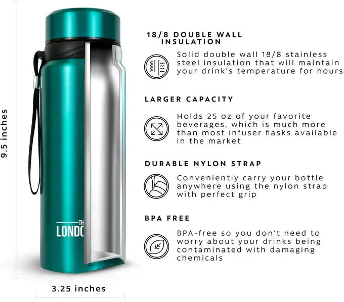 The London Sip - 25 Ounce Blue Tea Infuser Bottle - TB25-U