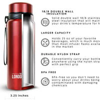 The London Sip - 25 Ounce Red Tea Infuser Bottle - TB25-R