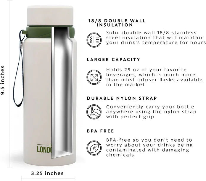 The London Sip - 25 Ounce Safari Beige Tea Infuser Bottle - TB25-SFB