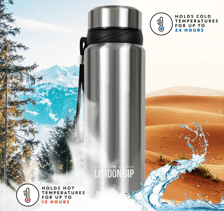 The London Sip - 25 Ounce Silver Tea Infuser Bottle - TB25-S