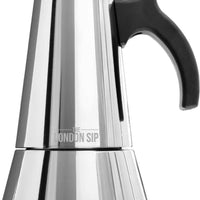 The London Sip - 6 Cup Silver Stainless Steel Stovetop Espresso Coffee Maker - EM6S