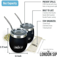 The London Sip - 8 Oz Black Yerba Mate Cup Set - YMC8S-B