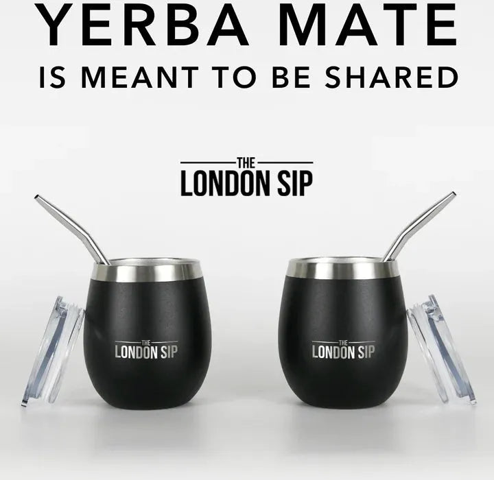 The London Sip - 8 Oz Black Yerba Mate Cup Set - YMC8S-B