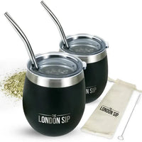 The London Sip - 8 Oz Black Yerba Mate Cup Set - YMC8S-B