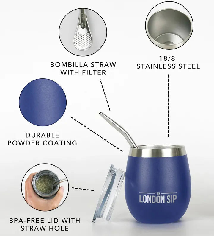The London Sip - 8 Oz Blue Yerba Mate Cup Set - YMC8S-U