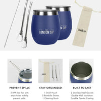 The London Sip - 8 Oz Blue Yerba Mate Cup Set - YMC8S-U