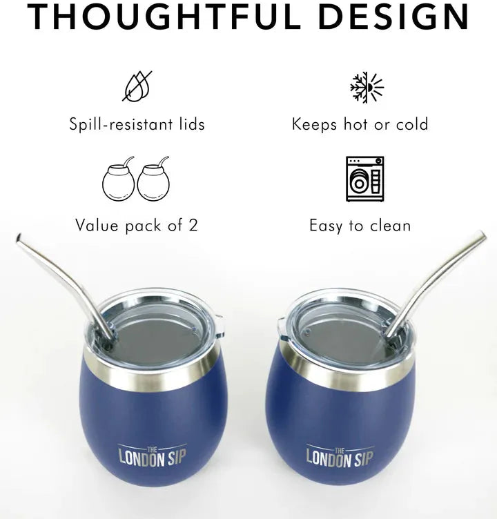 The London Sip - 8 Oz Blue Yerba Mate Cup Set - YMC8S-U