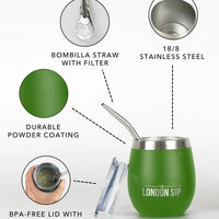 The London Sip - 8 Oz Green Yerba Mate Cup Set - YMC8S-G