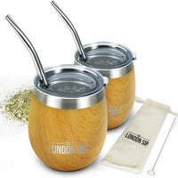 The London Sip - 8 Oz Light Burl Wood Yerba Mate Cup Set - YMC8S-LTB