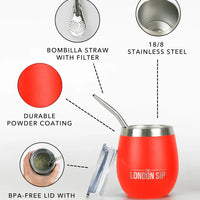 The London Sip - 8 Oz Orange Yerba Mate Cup Set - YMC8S-O