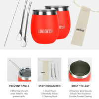 The London Sip - 8 Oz Orange Yerba Mate Cup Set - YMC8S-O